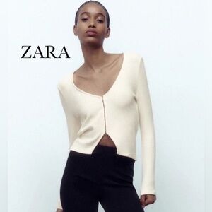 Zara Women's White Long Sleeve Blouse